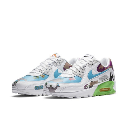 Air Max 90 'FlyLeather' Sneakers - Blue & White